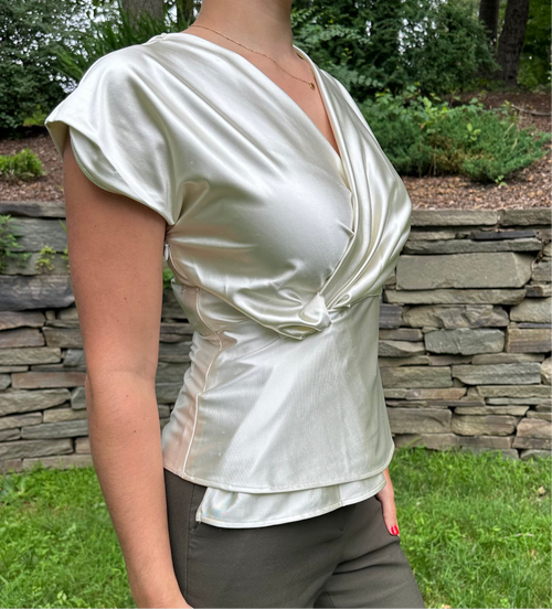 Let's Circle Back Satin Blouse