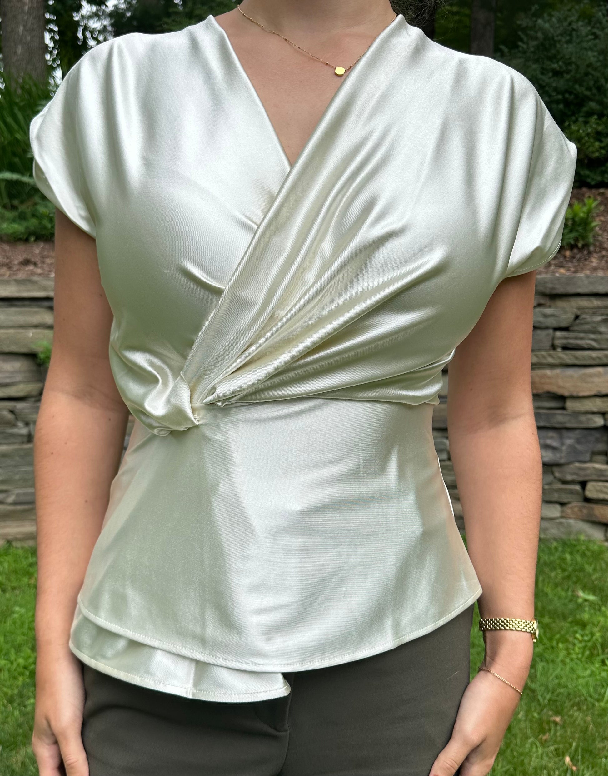 Let's Circle Back Satin Blouse